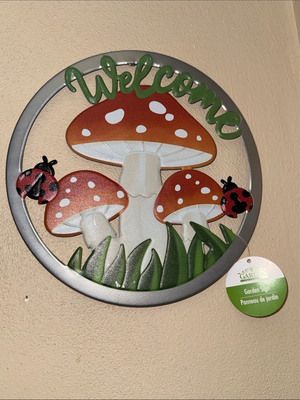Metal Mushroom welcome Sign Outdoor Wall Decor